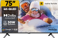 realme TechLife 191 cm (75 inch) QLED Ultra HD (4K) Smart Google TV 2025 Edition(75UHDGQRWSTQ)