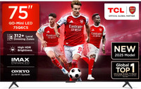 TCL 75Q6CS 189 cm (75 inch) Ultra HD (4K) Mini LED Smart Google TV 2025 Edition with High HDR Brightness | 312+ Dimming Zones | AiPQ Processor | Dolby Vision-Atmos 40 W ONKYO 2.1 Hi-Fi System | IMAX Enhanced(75Q6CS)