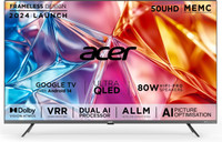 Acer Super Series 127 cm (50 inch) QLED Ultra HD (4K) Smart Google TV with Android 14 (Black) | MEMC | ALLM | VRR | AI Picture Optimisation | 80W PRO Speakers | GIGA Bass | Dolby Vision-Atmos(AR50QDXGU2875AT)