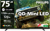 PHILIPS 189 cm (75 inch) Ultra HD (4K) Mini LED Smart Google TV 2026 Edition with Local Dimming Dolby Vision & HDR10+ 36W Dolby Atmos 120Hz Game Accelerator Filmmaker Mode Wider Colour Gamut Ultra Narrow Bezel 2GB RAM + 32 GB Storage(75MLED610/94)