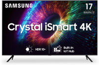 SAMSUNG Crystal 4K iSmart Series 163 cm (65 inch) Ultra HD (4K) LED Smart Tizen TV with Crystal Processor 4K | 300+ Free Channels | PurColor | One Billion Color | HDR 10+ Support | TV Key | Triple Protection | ConnectShare| SmartThings App Support | Knox Security(UA65CUE60AKLXL)