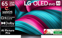 LG evo AI C5 164 cm (65 inch) OLED Ultra HD (4K) Smart WebOS TV 2025 Edition with Alpha 11 AI Processor 4K Gen2 | Brightness Booster | AI Picture Pro | Dolby Vision | AI Sound Pro (Virtual 11.1.2ch Up-mix) | Dolby Atmos | Up to 144Hz Variable Refresh Rate | 40W Sound Output | 2.5 GB RAM | 16 GB ROM