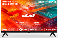 Acer V PRO Series 80.01 cm (32 inch) QLED HD Ready Smart Google TV Android 14 (Black) | 16GB Storage | 30W Dolby Audio(AR32QDXGU2841AT)