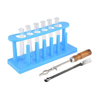SBT Borosilicate Glass Test Tube Stand (6pcs) Test Tube Holder Spatula (Combo 9) Plastic Test Tube Rack(6 White)
