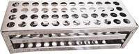 LISAMED Test Tube Stand 13mm x 48 Holes Stainless Steel Test Tube Rack(48 Tubes Silver)