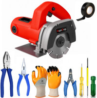RanPra 110MM/4INCH MARBLE CUTTING MACHINE WITH 5 HAND TOOL SET AND SAFETY GLOVES Marble Cutter(1050 W)