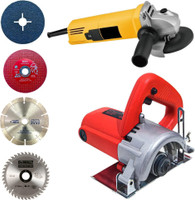 RanPra 4 INCH ANGLE GRINDER WITH 4 INCH MARBLE CUTTER 4 GRINDING AND CUTTING WHEEL Angle Grinder(100 mm Wheel Diameter)