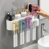 FLASHKITCH Wall Mounted Toothbrush Holder Modern Plastic Storage Rack|Multi-Slot Organizer Plastic Toothbrush Holder(Multicolor, Wall Mount)