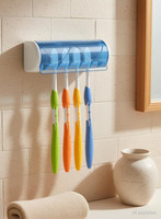 ESSPY Toothbrush Holder Wall Mounted, Tooth Brushes Holder, for Bathroom, Brush Holder Plastic Toothbrush Holder(Blue, Wall Mount)