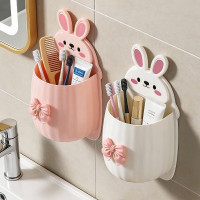 kridha Cute Rabbit Wall Mounted Toothbrush Holder (Pack of 2) / Self-Adhesive Bathroom Plastic Toothbrush Holder(Multicolor, Wall Mount)