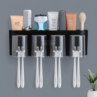 Rudrisha Plastic Toothbrush Holder(Black, Wall Mount)