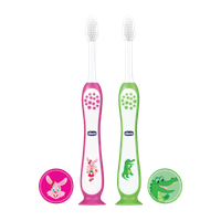 Chicco Ultra Set Pink + Green 3Y-8Y (BPA Free) Ultra Soft Toothbrush(Pack of 2)