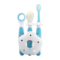 LuvLap Baby Training Toothbrush Set with Anti Choking Shield, Teeth Tongue Cleaner Extra Soft Toothbrush(Pack of 3)