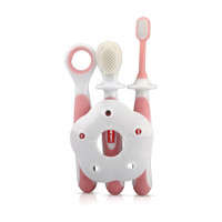 LuvLap Baby Training Toothbrush Set with Anti Choking Shield, Teeth Tongue Cleaner, Extra Soft Toothbrush(Pack of 3)