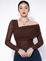 urban streetwear Party Self Design Women Brown Top