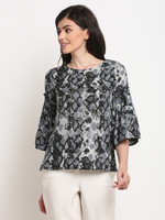 La Zoire Casual Printed Women Grey Top