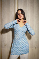 Valveera Women Printed Straight Kurta(Light Blue)