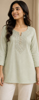 Blissclothing Formal Embroidered, Ethnic Motifs Women Light Green Top