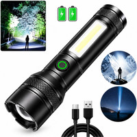 CRENTILA M81 LED Rechargeable Torch Light with Dual Mode (Spotlight & Floodlight) – Metal Torch(Black, 15 cm, Rechargeable)