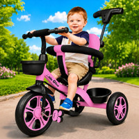 Little Olive Kiddie Kart Tricycle For Kids - Pink Kiddie Kart Tricycle - Safe, Sturdy, And Stylish Ride-On Toy For Kids, Ages 2-5 Tricycle(Pink)