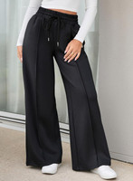 Q-Rious Solid Women Black Track Pants
