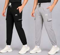mank D Track Pant For Boys(Black, Grey, Pack of 2)