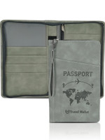STORITE RFID Passport Holder Travel Document Organizer With Removal Hand Strap(Grey)