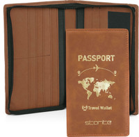 STORITE RFID Blocking PU Leather Passport Cover with Card Slots & Boarding Pass Holder(Brown)