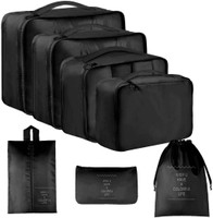 Brandvilla Travel Organizer Packing Cubes Set of 7, Waterproof Storage Pouches(Black)