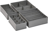 VYORA Set of 4 Foldable Drawer Organizer Undergarment Organizer Box Travel Organizer(Grey)