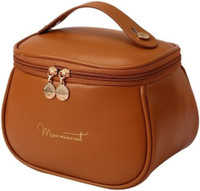 XYJIQS PU Leather Travel Toiletry Cosmetic Makeup Carry Bag Organizer for women girls(Brown)