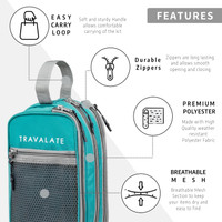 Travalate Multipurpose 3 compartment Travel Makeup Kit Pouch Medicine Organizer Bag Case Storage Pouch Handbag Travel Shaving Bag(Turquoise Blue)