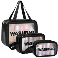 MOLDLIF Wash Bag Cosmetic Case Set of 3 | Makeup Storage Pouch for Women Girls (Purple)(Black)