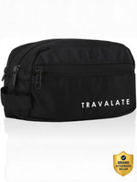 Travalate 2 Zipper Bags Makeup Shaving Pouch for Men and Women, Polyester with Belt Travel Toiletry Kit(Black)