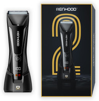 MENHOOD Grooming trimmer 2.0, with soft ceramic blade for body and groin Fully Waterproof Trimmer 150 min  Runtime 4 Length Settings(Black)