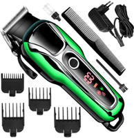 Crostal Barber Shop Hair Clipper USB Rechargeable Cordless Trimmer Fully Waterproof Trimmer 120 min  Runtime 4 Length Settings(Green, Black)