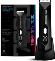 Trimfinity 7000 Body Hair Trimmer for Men, Wireless Fast Charging, 1-Year Warranty Fully Waterproof Body Groomer 90 min  Runtime 4 Length Settings(Black)