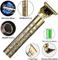 VISHMART T9 Vintage USB Rechargeable Cordless Electric Beard Trimmer Hair Clippers G20 Trimmer 120 min  Runtime 4 Length Settings(Gold)