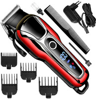 Crostal Profesional hair trimmer for men zero machine system 4 extra length Fully Waterproof Trimmer 120 min  Runtime 4 Length Settings(Red, Black)