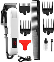 FINARO MX M809T Rechargeable Hair Trimmer Most Powerful Motor & Adjustable Blade Trimmer 240 min  Runtime 4 Length Settings(White)