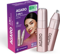 AGARO Facial Hair Remover & Eyebrow Trimmer FHR190, Rose Gold, Rechargeable, Safe Trimmer 90 min  Runtime 0 Length Settings(Rose Gold)