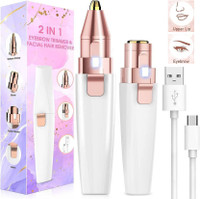 ziup 2 In 1 Eyebrow Trimmer and Painless Hair Remover women Face, Lips, Nose Shaver Trimmer Cordless Epilator(White)