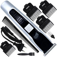 Tradhi Rechargeable Cordless Electric Hair & Beard [AT-538] Trimmer | For All Purposes Fully Waterproof Trimmer 45 min  Runtime 4 Length Settings(Silver, Black)