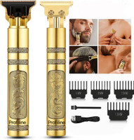 Profiline Waterproof Vintage -T9 Metal Hair Cutting Trimmer T9 USB charging 0mm Cutting Trimmer 60 min  Runtime 0 Length Settings(Gold)