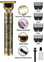 Crabs Waterproof Vintage -T9 Metal Hair Cutting Trimmer T9 USB charging 0mm Cutting Trimmer 60 min  Runtime 0 Length Settings(Gold)
