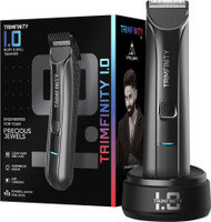 Trimfinity 1.0 Body Trimmer Men with Skin Safe Tech Fully Waterproof Trimmer Body Groomer Body Groomer 90 min  Runtime 4 Length Settings(Black)