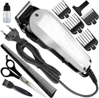 QGS Powerful E4 Adjustable Titanium Wired High Quality Hair Clipper Beard Moustache Trimmer 510 min  Runtime 10 Length Settings(White)