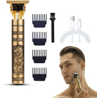 Profiline Vintage T9 Cordless 0mm Professional Hair Clippers USB Rechargeable IT Trimmer 60 min  Runtime 1 Length Settings(Gold)