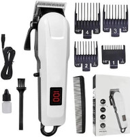 Nka 809A RECHARGEABLE HAIR CLIPPER & TRIMMER WITH LCD DISPLAY Fully Waterproof Trimmer 240 min  Runtime 4 Length Settings(White, Black)