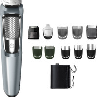 PHILIPS MG3760/33, 11 in 1 Multigroomer, Unique DualCut Tech Trimmer 75 min  Runtime 9 Length Settings(Silver)